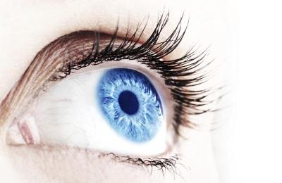 Close up of eye looking to the side.