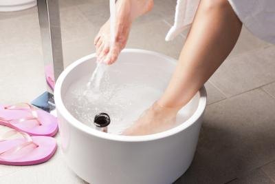 Soaking your feet in cool water with vinegar may help.