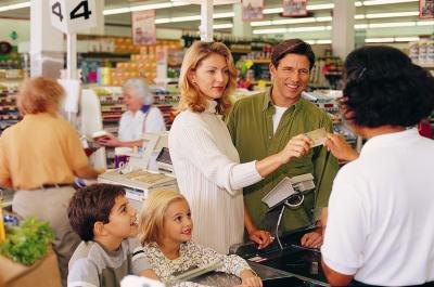 Households that receive food stamps can use an EBT card to purchase food.