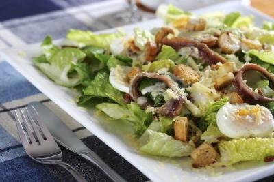 Caesar salad with anchovies