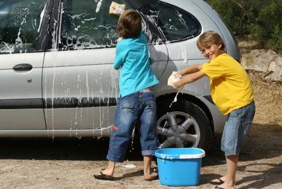 Children can wash cars in the summer.
