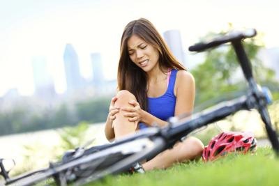 Knee sprains occur when the ligament that holds the joint together is over-stretched and damaged.