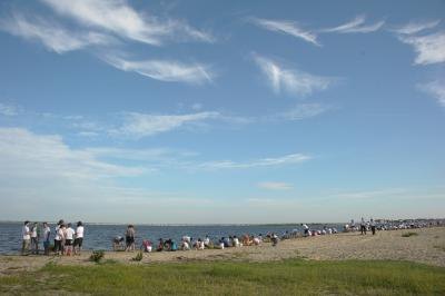 Volunteers clean the beach in Lavallette Borough, NJ