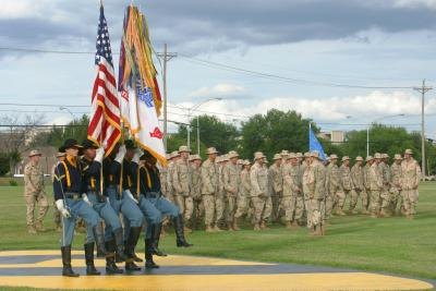 Honor guard and troops at Fort Hood