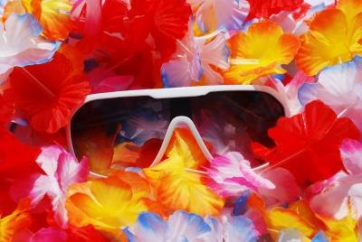 Sunglasses and lei