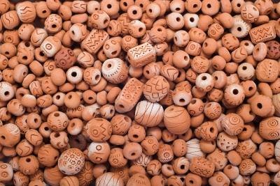 Clay beads.