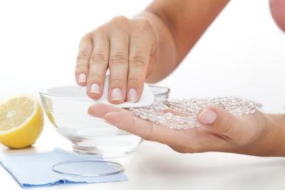 Cleaning jewelry.