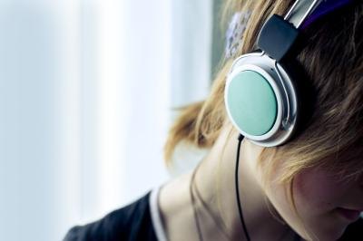 woman wearing headphones