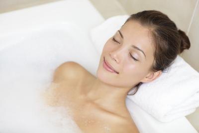 woman in warm bath
