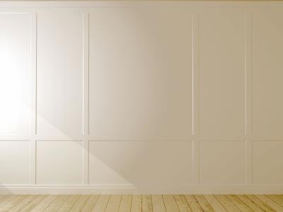 White wall and baseboard.