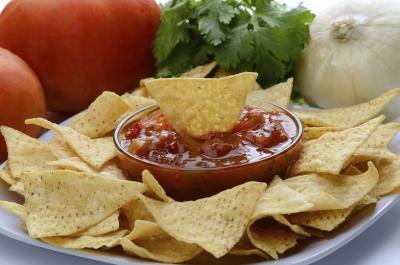 Plate of chips with salsa