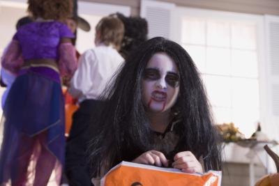 Girl in vampire costume.