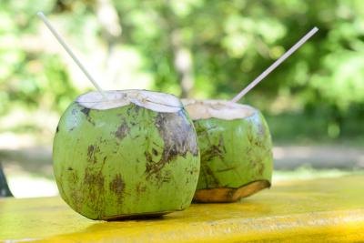 Drink straight from the coconut if possible.