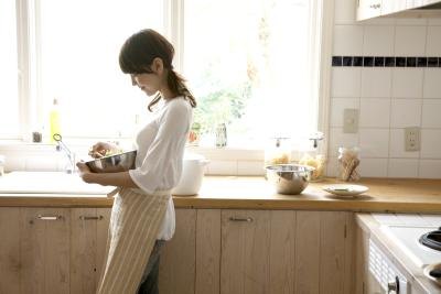 Woman mixing solution