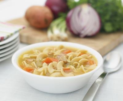 Offer the child a bowl of hot chicken broth or chicken soup.