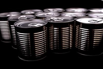 Steel cans.