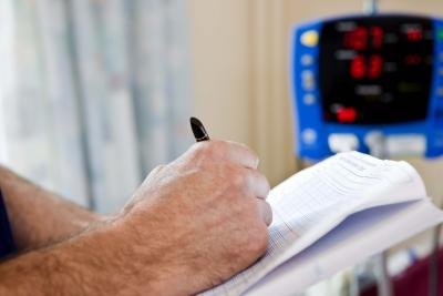Blood pressure reading.