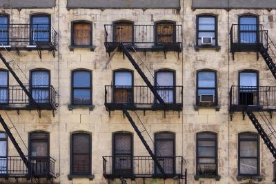 Apartment buildings in New York City.