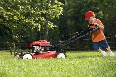 Mowing lawns.