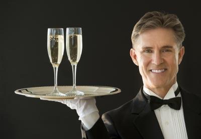 Hire catering staff in crisp black and white.