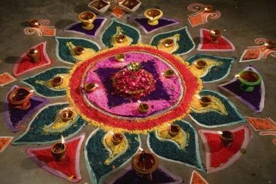 A traditional colorful rangoli