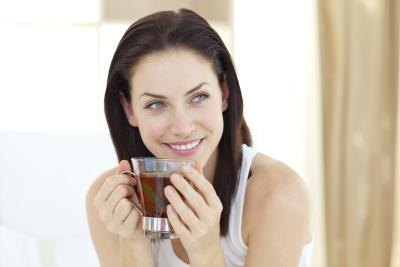 woman drinking herbal tea