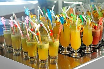 Hawaiian drinks on a bar