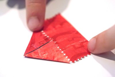 gum wrapper fold hearts down point create corners
