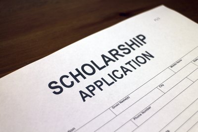 Close-up of scholarship application.