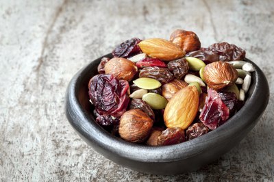 A small bowl of dried fruits and nuts.