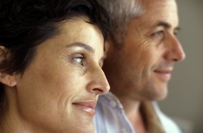 Couple looking outward