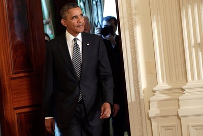 President Obama arrives at an event.
