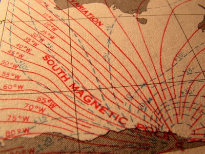 South Magnetic Pole indicated on old U.S. Navy chart