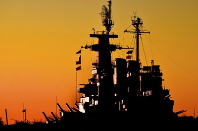 Side view of the battleship USS North Carolina