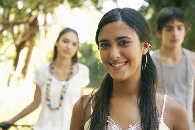 Girl wearing hoop earrings