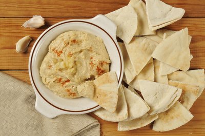 Pita wedges with hummus.