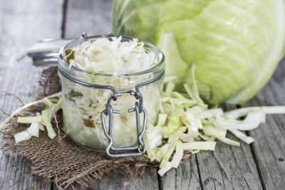 Shredded cabbage in a container.