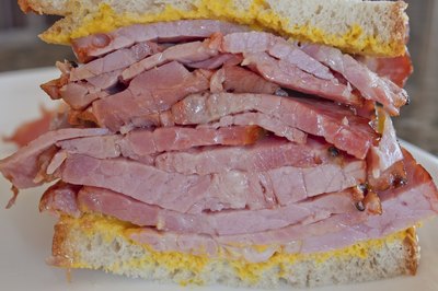 Corned beef cut sold in supermarket.
