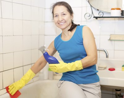 Clean your shower, bathtub and any areas you touched with a germ-killing cleaner that has a sanitizer.