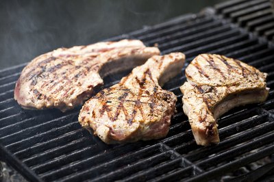 Pork chops on barbeque