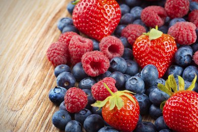 Blueberries, strawberries and raspberries.
