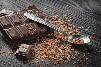 Dark chocolate and spoon