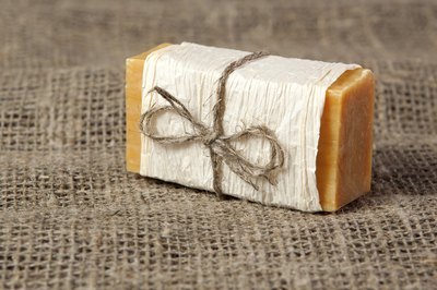 Soap with paper and ribbon