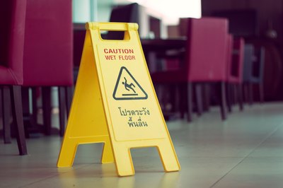wet floor sign in dining room