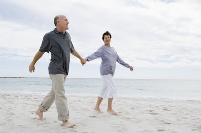 Couple walking on beach