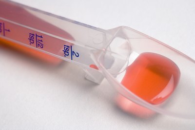 Liquid medicine in medicine spoon