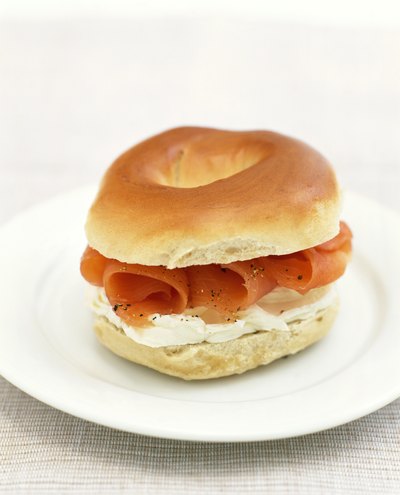 Smoked salmon on bagel