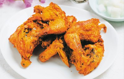 A plate of fried chicken.