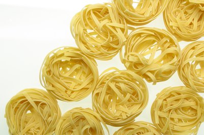 Uncooked tagliatelle pasta