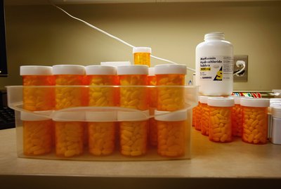Diabetes medication awaiting distribution at a clinic